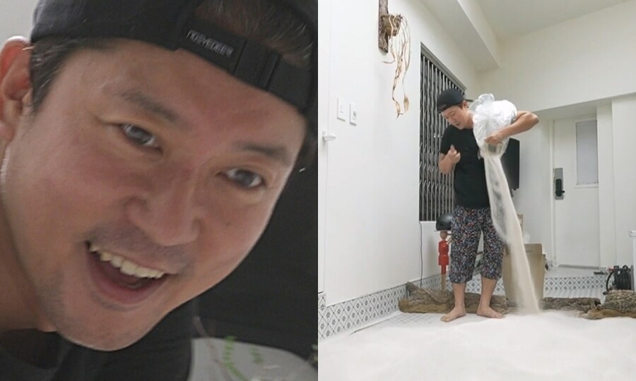 김대호, 집에 모래 20박스 쏟고 '대운대' 개장…"치울 걱정하면 못 해"('나혼산')