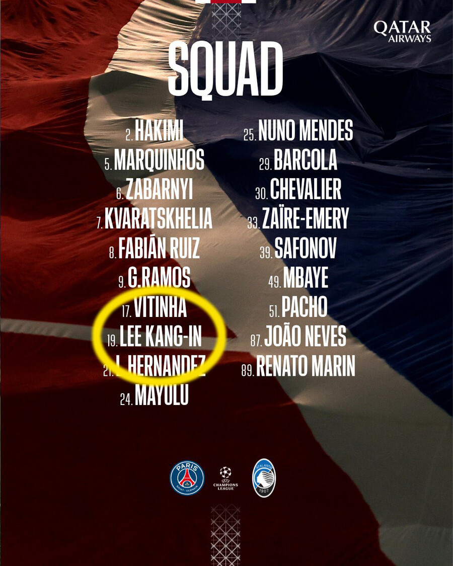 UEFA ‘오피셜’ 공식발표, “발목 부상 회복→韓 축구 투혼” 이강인 챔스 출전 확정! PSG 아탈란타전 소집 명단 포함