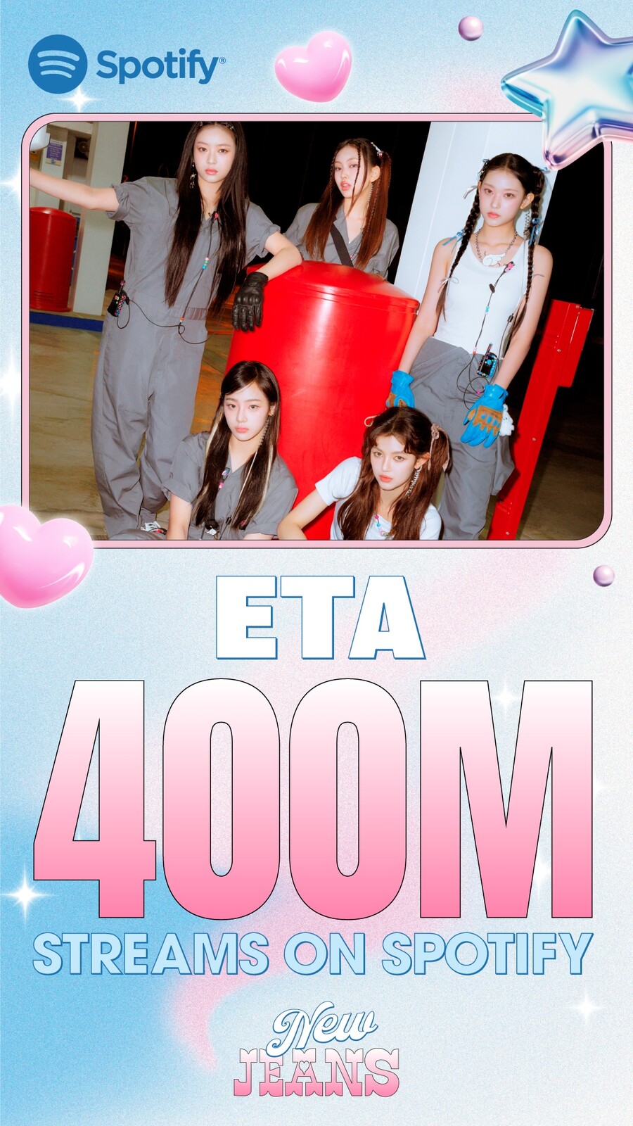 뉴진스 'ETA', 스포티파이 4억 스트리밍 돌파…통산 7번째