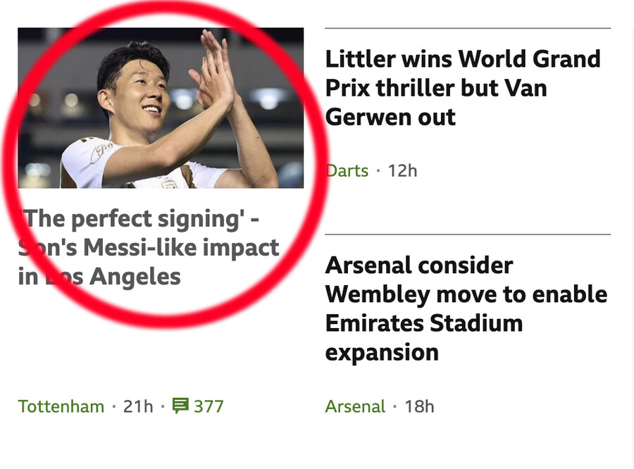 ‘英 BBC 떴다’ 손흥민, 토트넘 떠나도 비피셜 “메인 1면 장식”…“SON's MESSI LIKE” 메시급 영향력 대서특필 