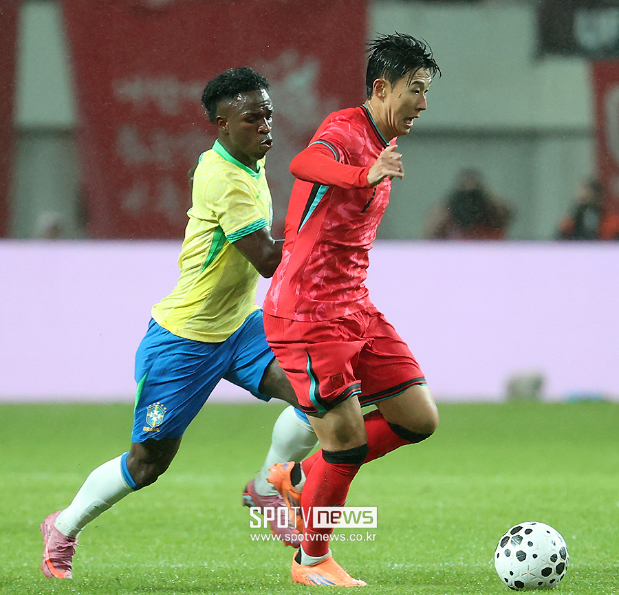 [SPO 현장] ‘손흥민이 사라졌다’ 홍명보호, FIFA랭킹 6위 클래스에 ‘탈탈’…브라질 스루패스+개인기에 스리백 무용지물 ‘고전’