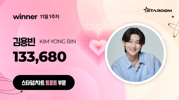 김용빈, '스타덤 차트' 트로트부문 13주연속 1위…강문경 2위, 박서진 3위