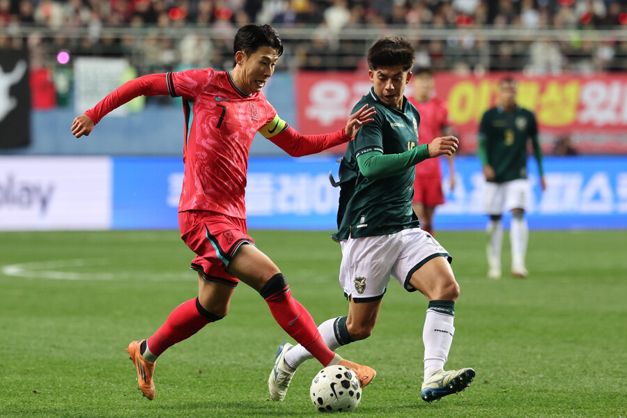 ▲ 14일 대전월드컵경기장에서 열린 남자축구 국가대표 A매치 평가전 대한민국과 볼리비아의 경기.ⓒ 연합뉴스