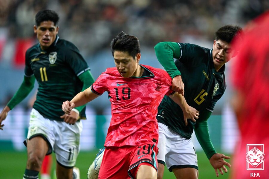 ▲ 14일 대전월드컵경기장에서 열린 남자축구 국가대표 A매치 평가전 대한민국과 볼리비아의 경기.ⓒ대한축구협회
