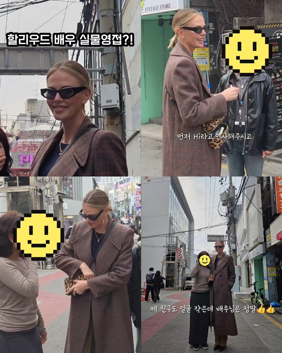 대낮에 이런일이…샤를리즈 테론, 홍대 목격담 "먼저 '하이' 인사해줘"