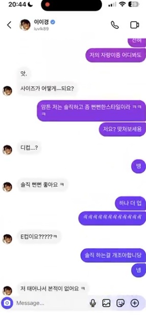 ▲ A씨가 공개한 인스타그램 DM 내용. 출처| A씨 트위터