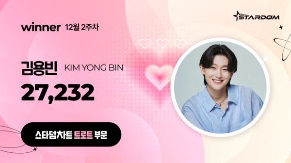김용빈, '스타덤 차트' 다시 정상 질주…트로트 부문 2주연속 1위