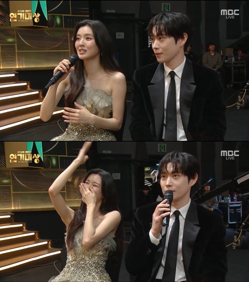 "김영대냐 이광수냐" 말문 막힌 ♥이선빈 '당황'…김성주 "걸렸어~"[MBC연기대상]
