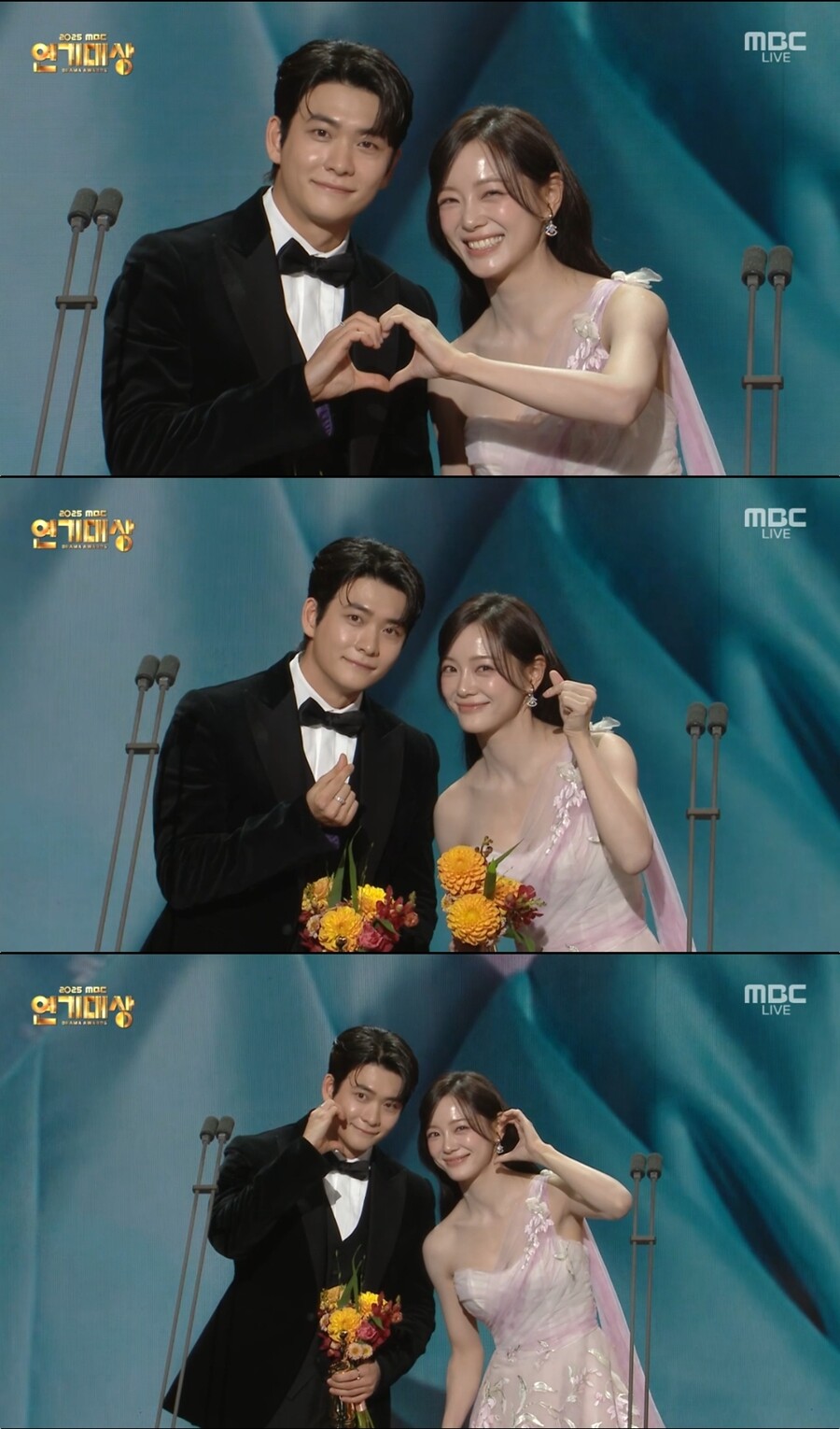 "공약은 ♥ 3종세트" '이강달' 강태오·김세정, 베스트커플상 수상[MBC연기대상]