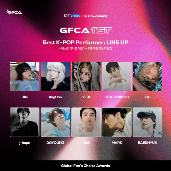 BTS진·승한·예지·차은우, '글로벌 팬스 초이스 어워즈' 베스트 K-POP 퍼포머 부문 3라운드 진출