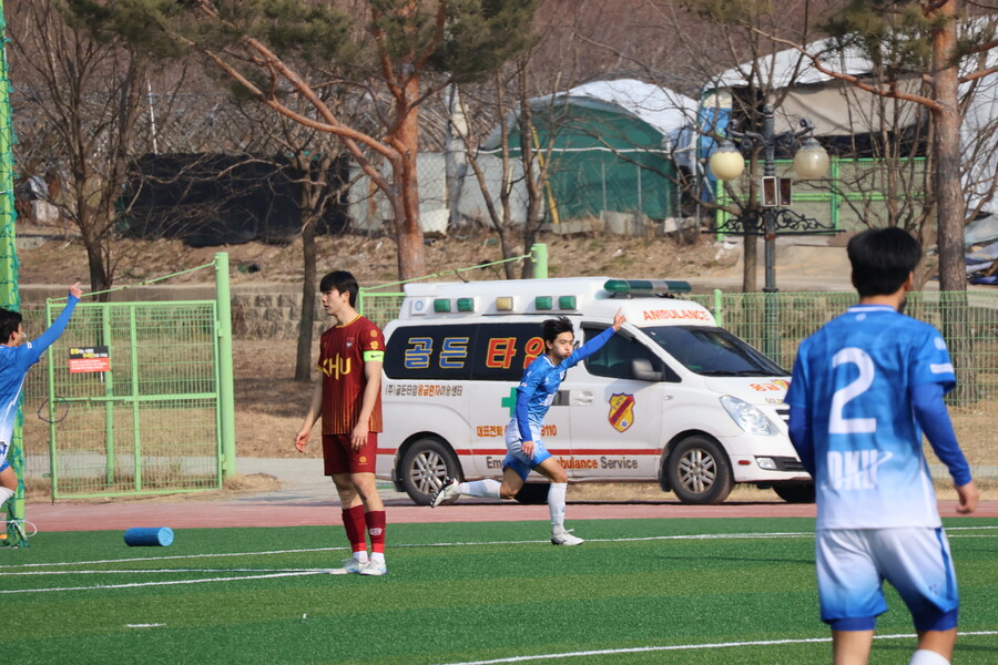 ▲  1-2학년 대학축구연맹전 4강에 진출한 단국대. ⓒ한국대학축구연맹