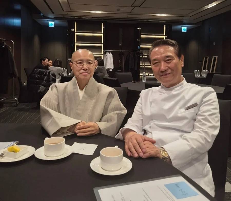 ▲ 선재스님(왼쪽), 후덕죽. 출처| 후덕죽 SNS