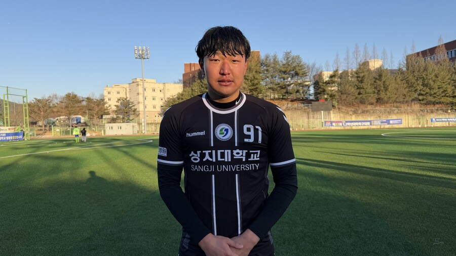 ▲ 상지대 골키퍼 김범수. ⓒ한국대학축구연맹