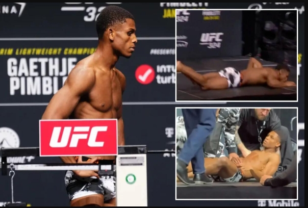 ▲ UFC 밴텀급 파이터 카메론 모더먼이 계체를 통과한 뒤 쓰러졌다. ⓒ뉴욕포스트 SNS