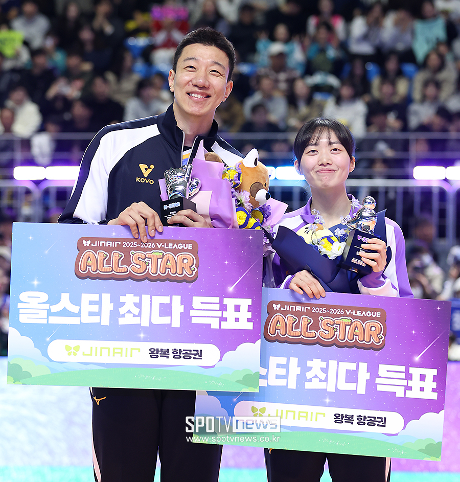 [포토S] 신영석-김다인, '올스타 최다 득표!'