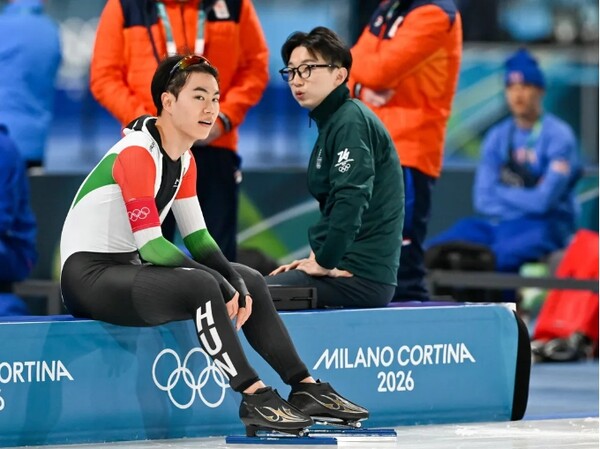 "정말 죄송합니다" 고개 숙인 김민석, 메달 불발에도 헝가리 언론은 찬사…1500m 7위에 "헝가리명 올리베르 킴, 4년 뒤 알프스 대회 기대돼"