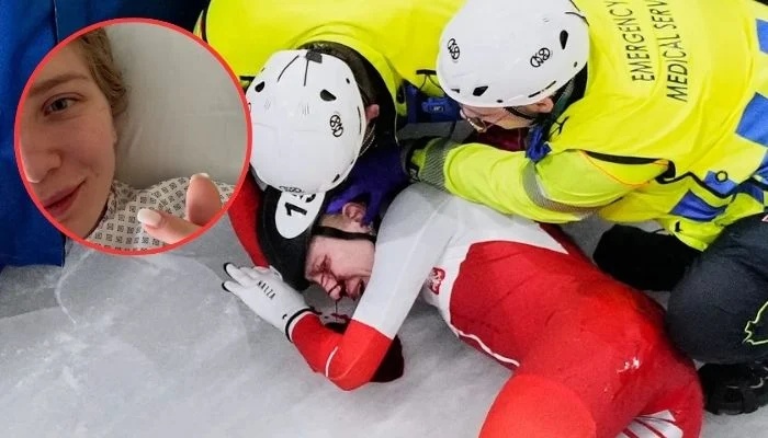 "이게 날 살렸어요" 올림픽 대형사고…스크레치 난 고글 공개, 스케이트 날에 얼굴 베인 폴란드 선수 이제야 조국 복귀