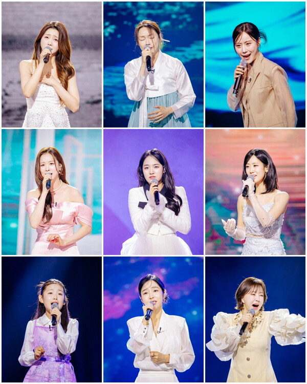 ▲ 10일 오후 9시 40분 생방송으로 진행되는 '현역가왕3' 결승전 파이널 무대에 오르는 아홉 명의 현역들. 제공|크레아 스튜디오