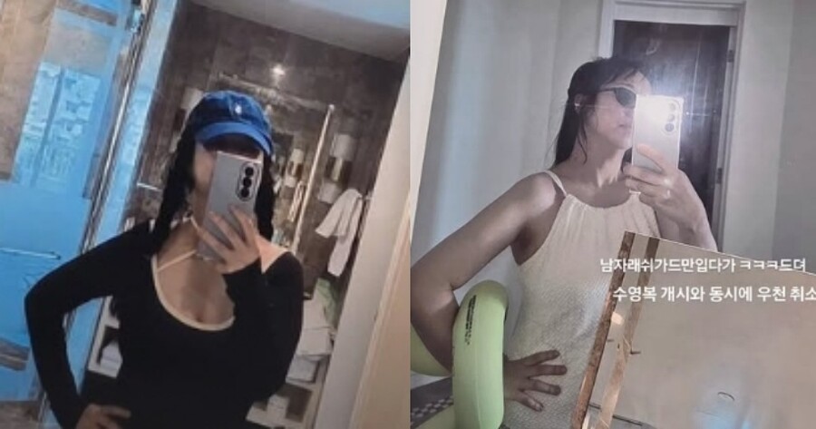 "위고비 아냐"…49kg 된 홍현희, 래쉬가드 벗고 수영복 자태