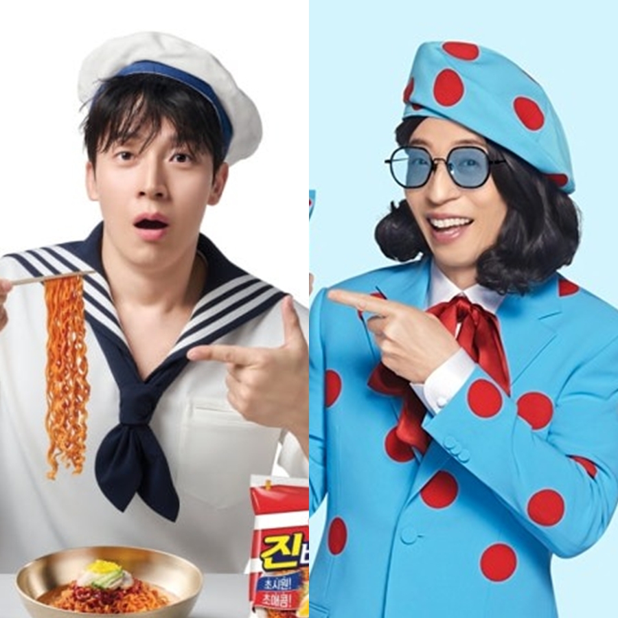 ▲ 허경환(왼쪽) 유재석. 제공|오뚜기, 농심