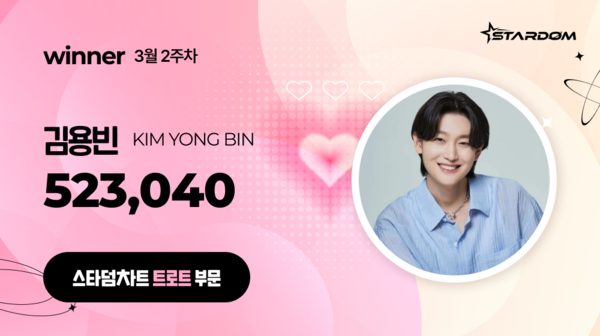 김용빈, '스타덤 차트' 트로트부문 15주연속 1위…박서진 2위, 강문경 3위