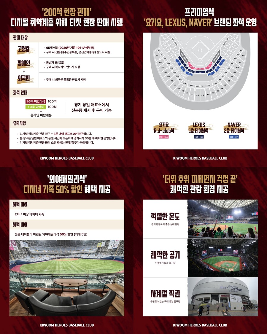 ▲ 키움 히어로즈 2026시즌 홈 경기 티켓 정책 ⓒ키움 히어로즈