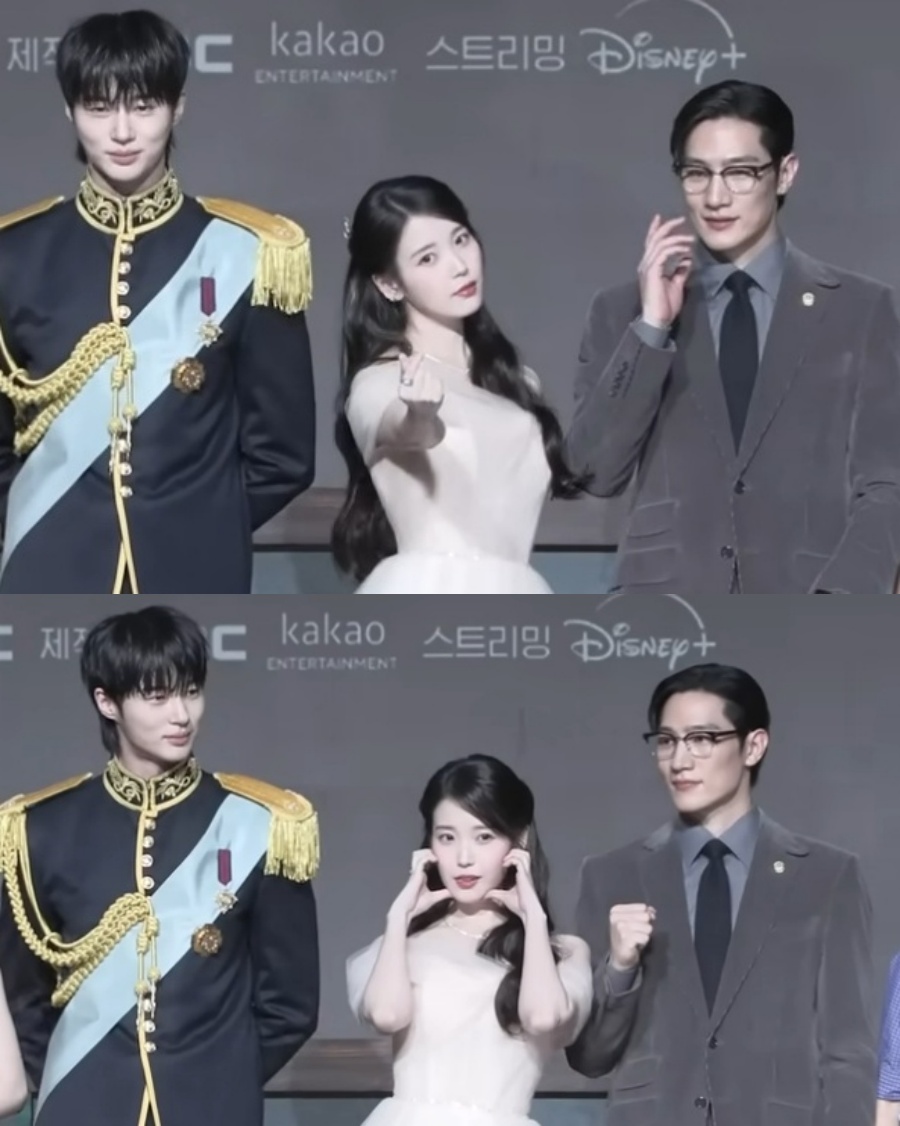 ▲ 아이유가 사진 촬영 중 아이돌력을 뽐냈다. 출처|유튜브 채널 'MBCdrama' 캡쳐