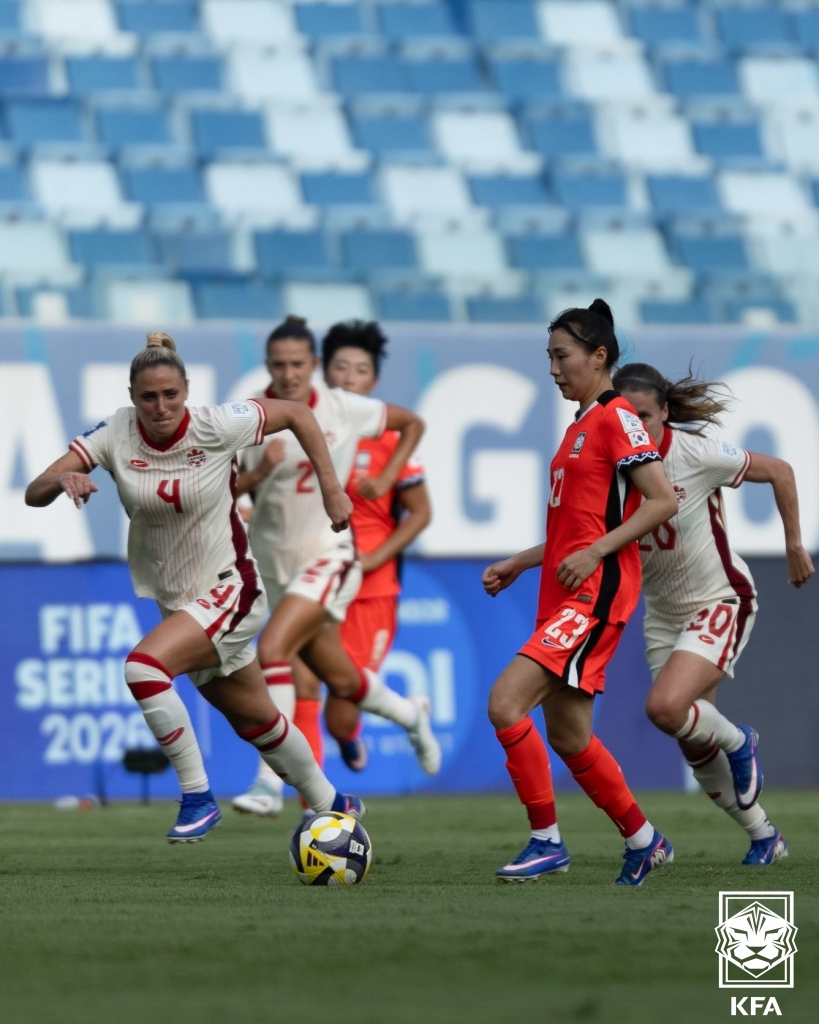한국 1-5 브라질, 한국 1-3 캐나다…11명으로 10명 못 이긴 한국 여자축구, FIFA 시리즈 2연패 '숙제 가득'