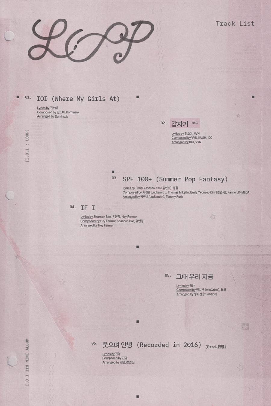▲ 아이오아이 트랙리스트. 제공| 스윙엔터테인먼트