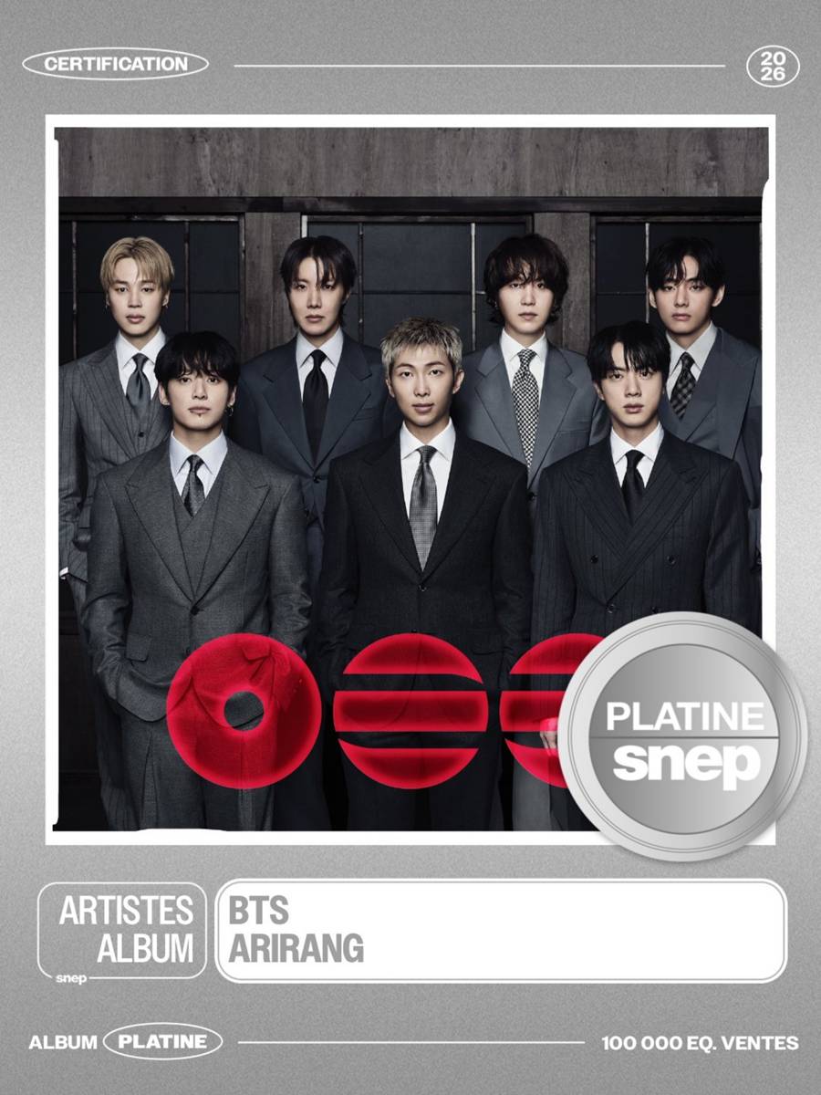 방탄소년단 '아리랑', 프랑스음반협회 '플래티넘'…통산 네 번째 
