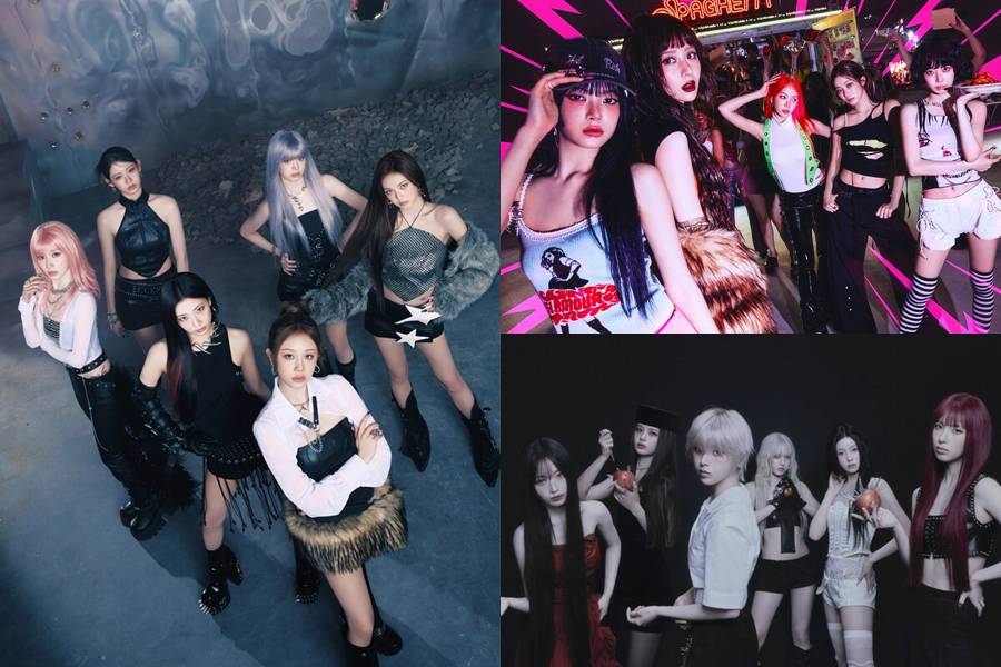▲ 베이비몬스터, 르세라핌, 엔믹스(왼쪽부터 시계방향). 제공| YG엔터테인먼트, 쏘스뮤직, JYP엔터테인먼트