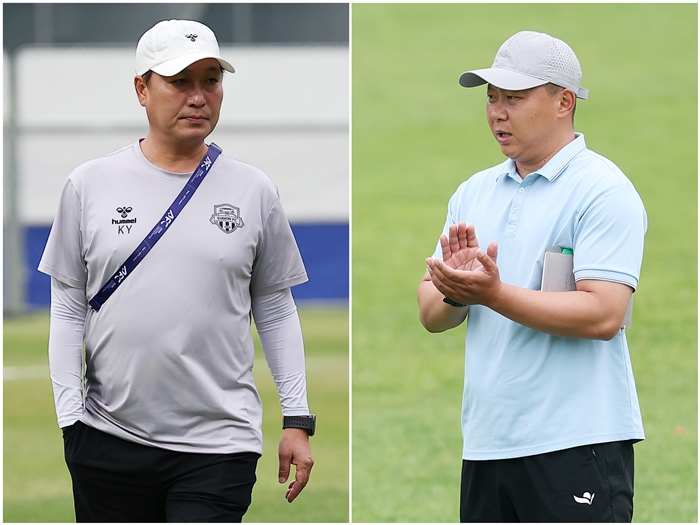 ▲ 아시아축구연맹(AFC) 여자 챔피언스리그(AWCL) 4강 토너먼트에 출전하는 수원FC 위민 박길영 감독, 오른쪽 사진은 훈련을 지켜보는 내고향여자축구단 리유일 감독. ⓒ연합뉴스