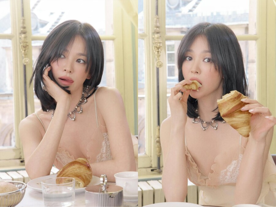 송혜교, 빵 먹는 청순 미모 뒤…아찔한 블랙 레이스 자태 "세상에나"
