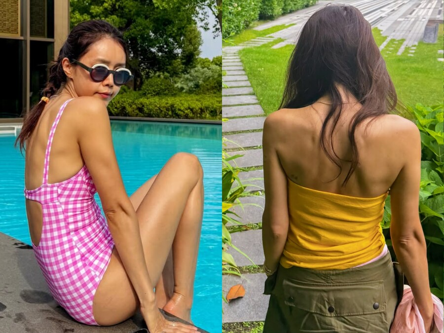 '뼈말라' 채정안, '49세' 믿기지 않는 건강미 보디라인+성난 등 근육