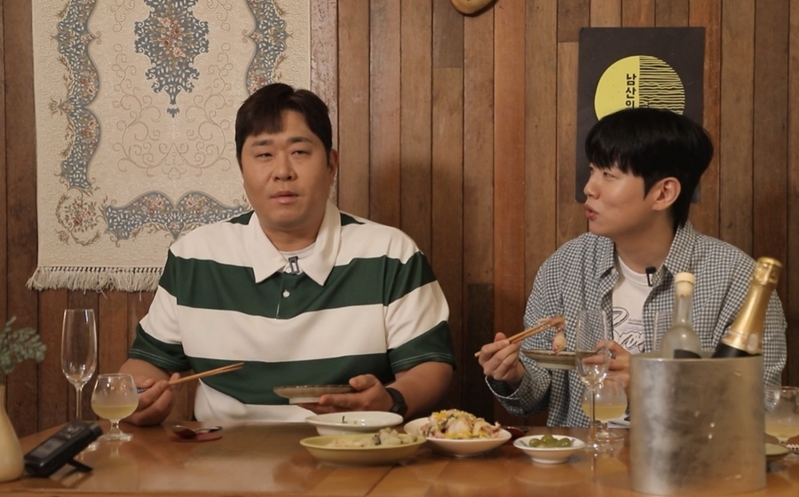 ▲ 문세윤(왼쪽)과 한해. 출처|유튜브 '술빚는 윤주모'