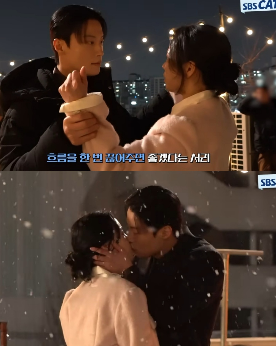 ▲  ‘멋진 신세계’ 화제의 눈물 키스신 뒷이야기가 공개됐다. 출처| SBS ‘멋진 신세계’ 메이킹 영상