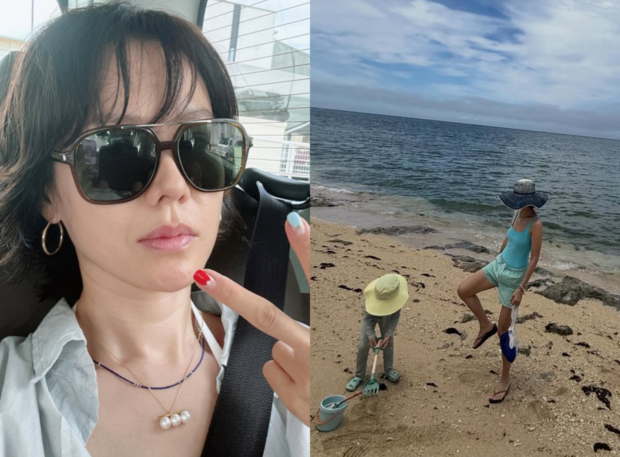 '현빈♥' 손예진, 군살 없는 슬림핏…행복한 '아들맘'