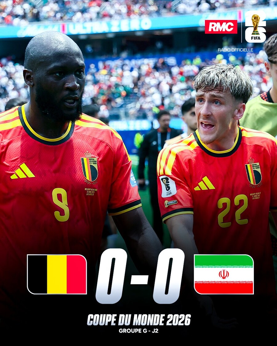 ▲ FIFA 랭킹 9위 강호 벨기에는 2회 연속 월드컵 조기 탈락 위기에 내몰렸다. 2경기 연속 필드골을 챙기지 못하며 북중미 전장에서 기대 이하 경기력을 보이고 있다. 로멜루 루카쿠, 케빈 더브라위너 등 이른바 '황금세대' 주축의 노쇠화 기미가 선명한 데다 핵심 공격수 제레미 도쿠마저 호흡기 감염 증세로 출전 명단에서 제외돼 악재가 잇따르는 분위기다. ⓒ 프랑스 'RMC 스포츠'