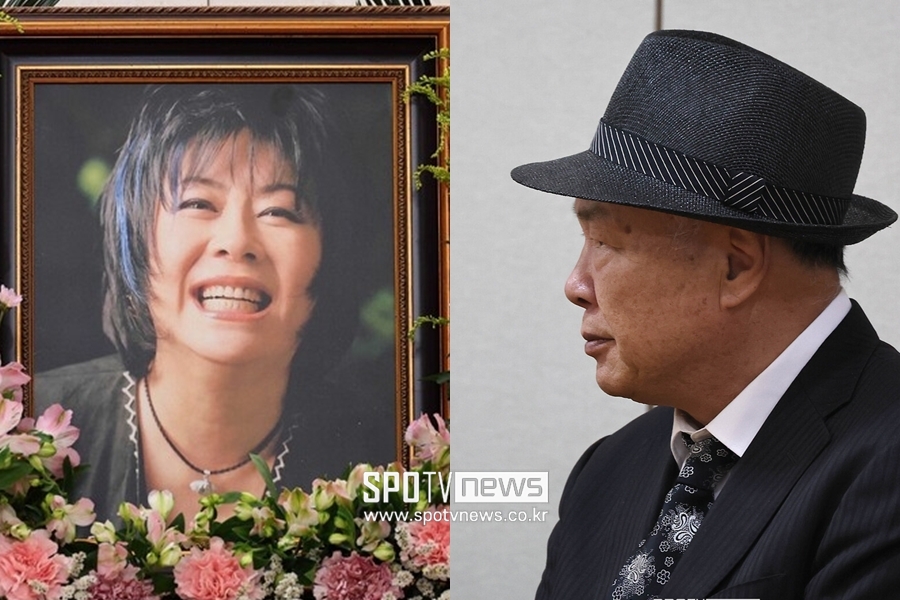 ▲ 가수 고 옥희 영정(왼쪽), 빈소를 지키고 있는 남편 홍수환.  ⓒ사진공동취재단