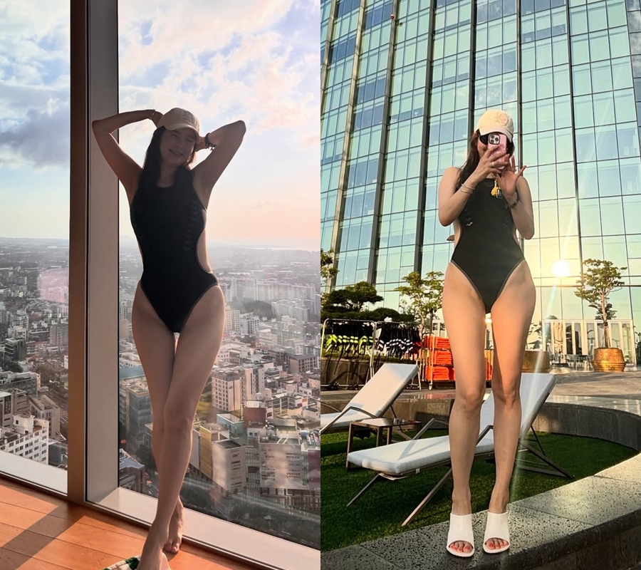 '47살 골반 맞아?' 장영란, 21kg 빼더니 하이레그 모노키니 '자신감'