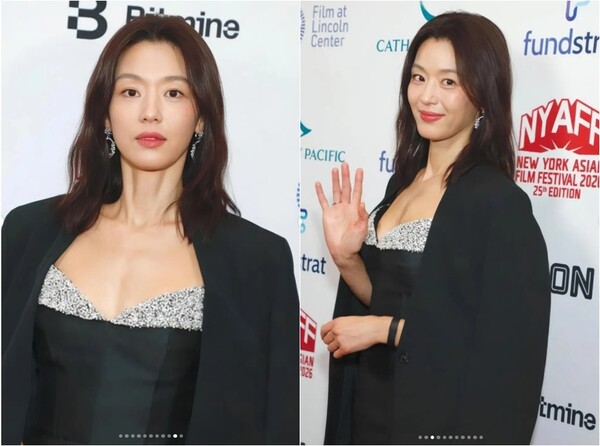 전지현, 미국에서 포착된 반전 볼륨감...복장뼈 드러낸 아찔한 드레스룩에 "퀸 지아나!" 찬사