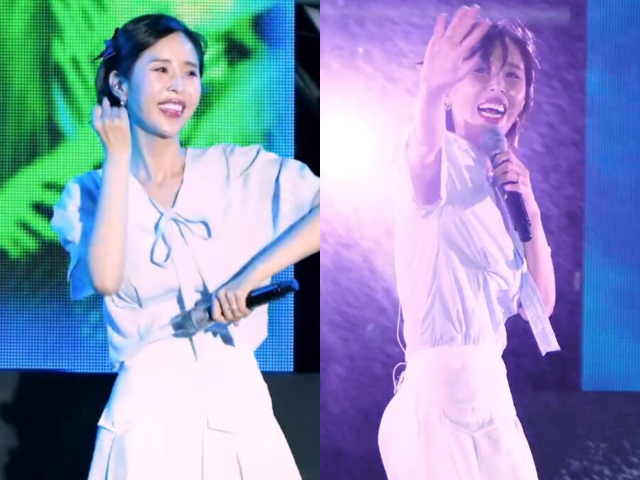 '42kg' 신지, 무대 체력 자신 있다더니…'뼈말라' 몸매로 무대 휘저었다