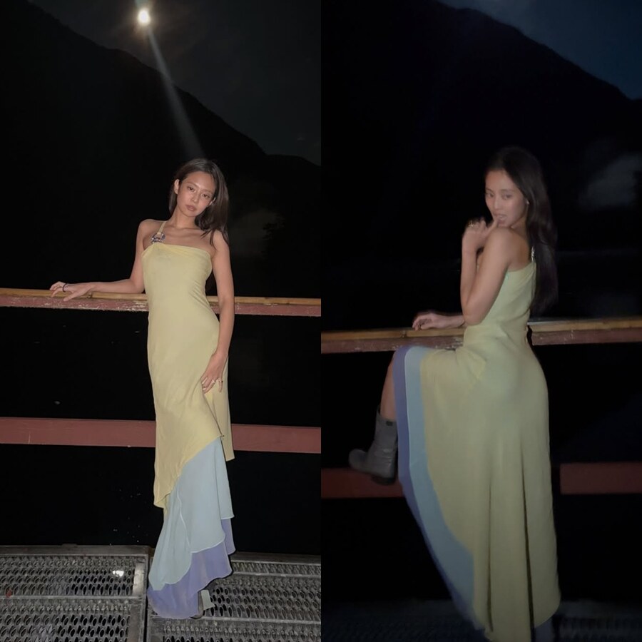 제니, 절친 결혼식 하객룩 봤더니…30년 전 빈티지 드레스까지 '찰떡'