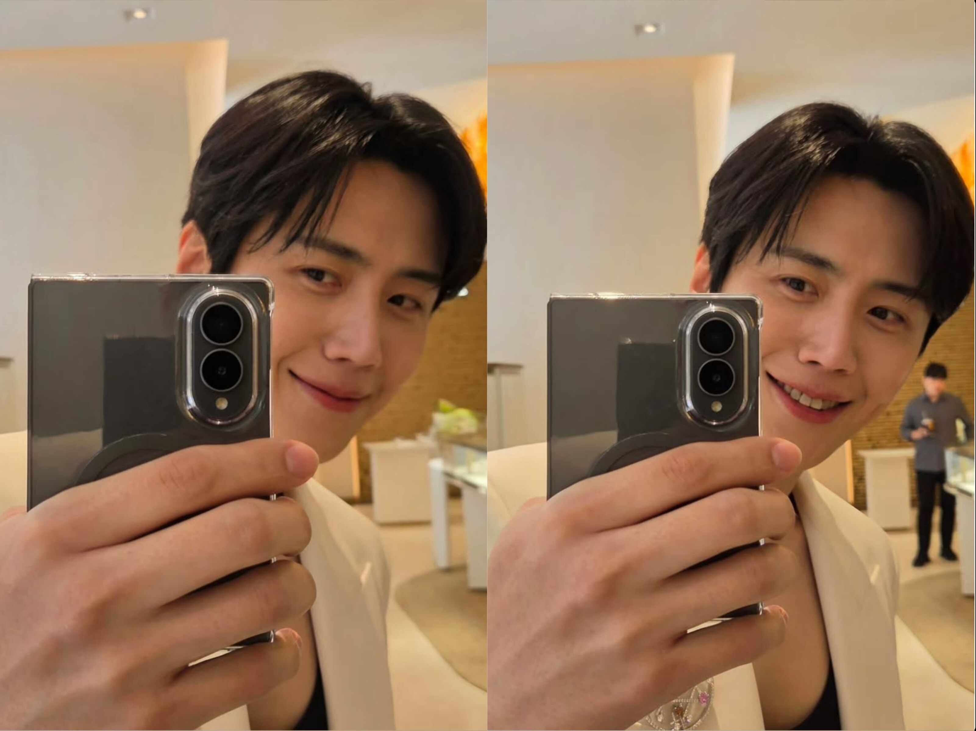 김선호, 보정 논란 의식했나…셀카 올리며 "AI로 지우긴 했는데"