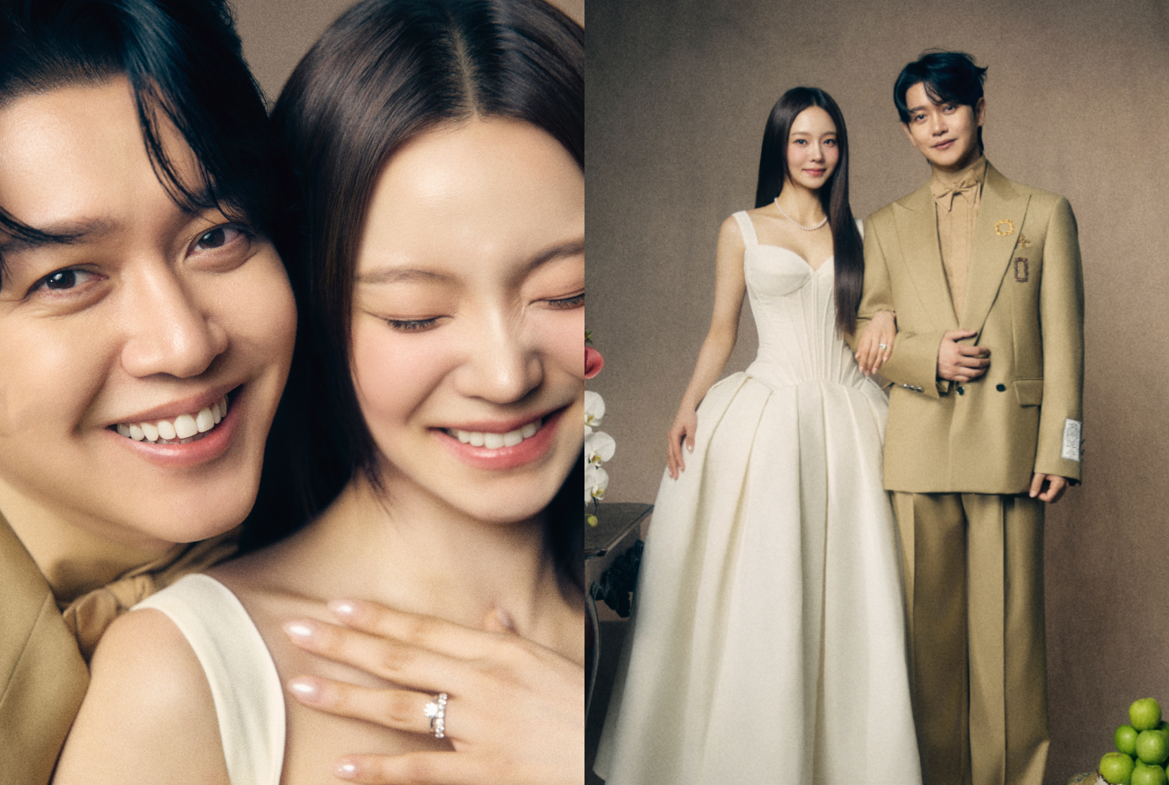 '10월 결혼' 강균성♥유하진, 웨딩 화보 공개…다이아 반지 몇 캐럿? '시선강탈'