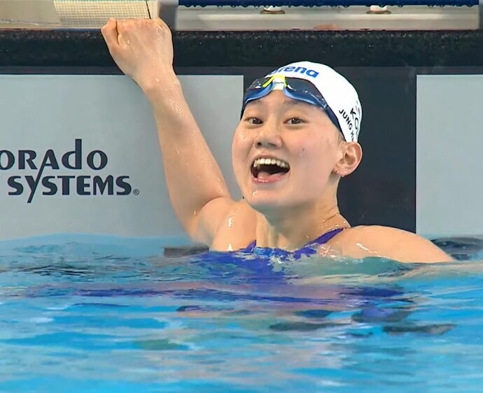 "마지막 50m가 진짜였다" 김윤희 무서운 뒷심! 中 바투 쫓아 0.42초 차…女 접영 200m 예선 1조 2위