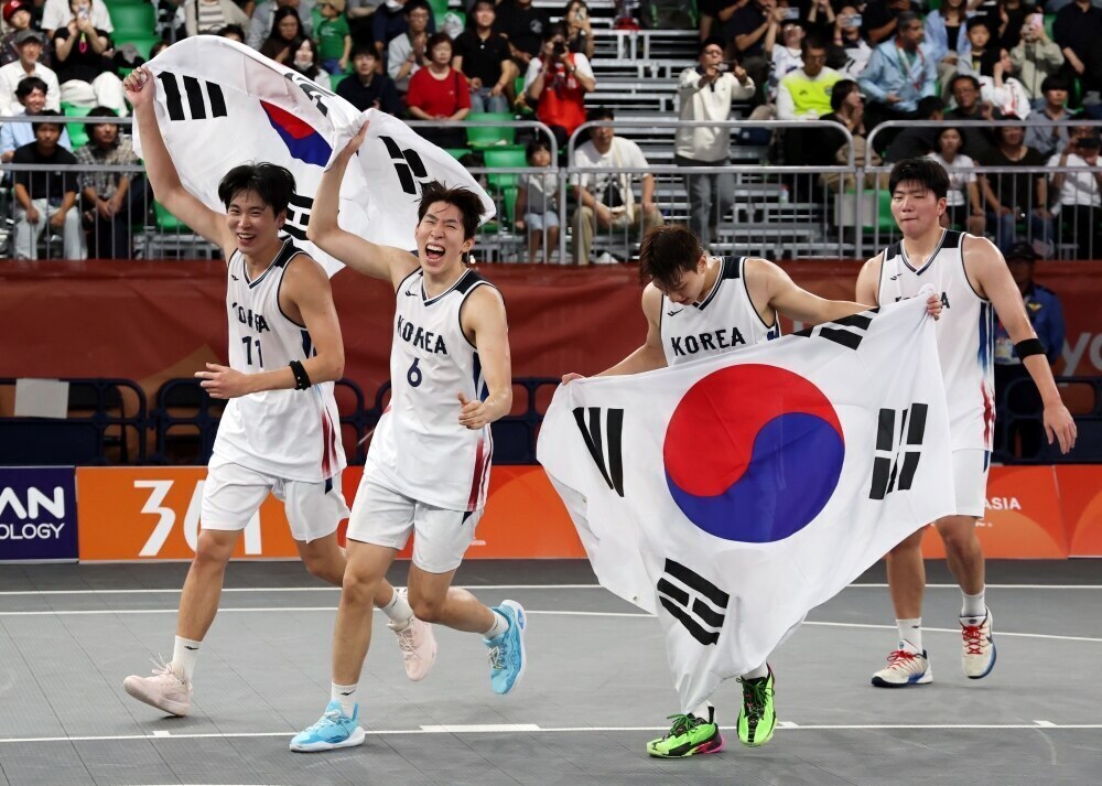 ▲ 3대3 한국 남자 농구 대표팀이 25일 결승에서 카타르를 19-10으로 제압하고, 금메달을 목에 걸었다. ⓒ연합뉴스