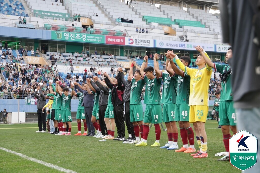 ▲ 9일 대전월드컵경기장에서 대전하나시티즌과 전북현대가 하나은행 K리그1 2026 31라운드를 통해 맞붙었다. 전북이 선제골로 앞섰으나 대전이 2골로 뒤집으며 역전승을 거뒀다. ⓒ 한국프로축구연맹