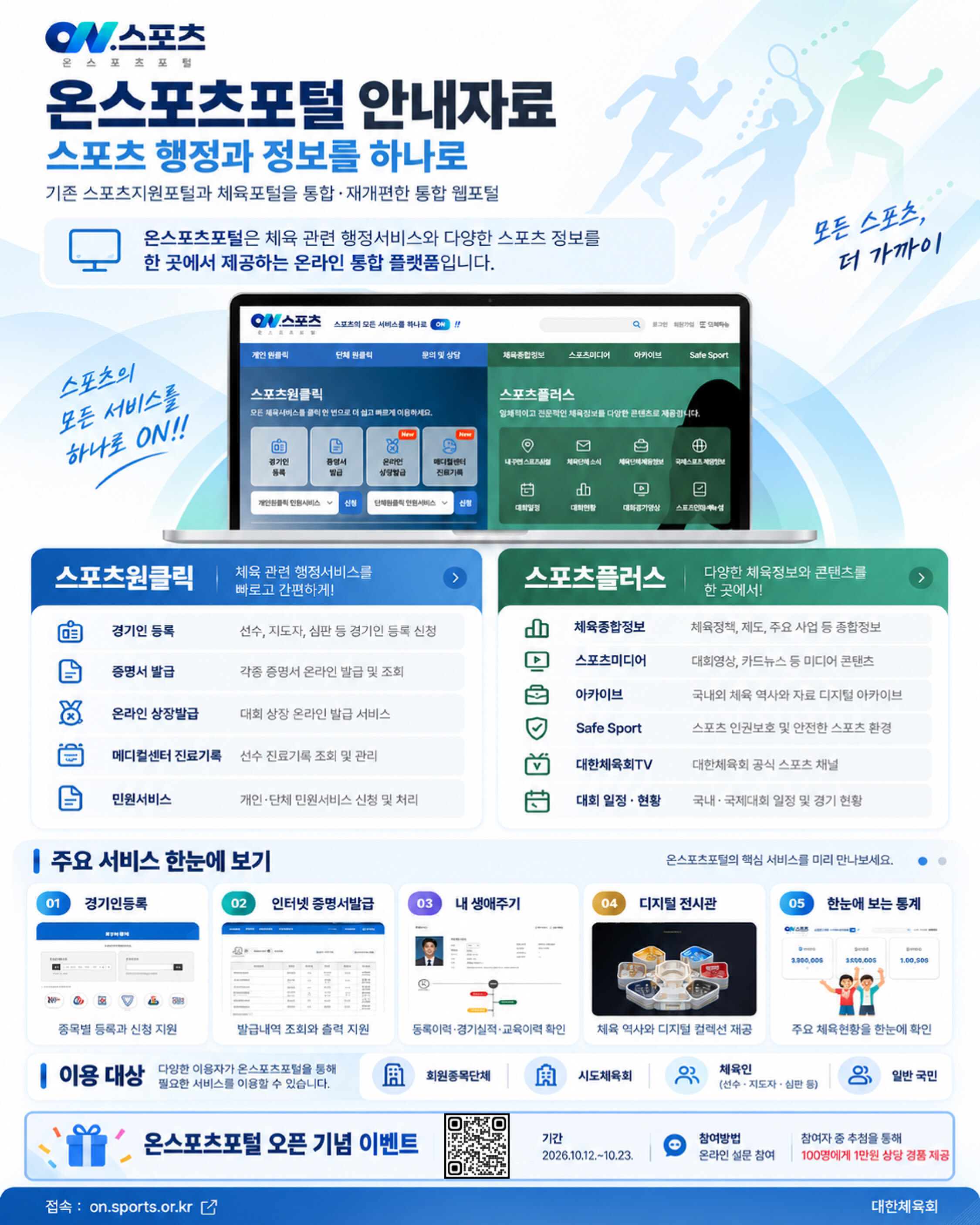 '국내 모든 체육 정보 다 모았다' 대한체육회, 온스포츠포털 통합 재개편 개설