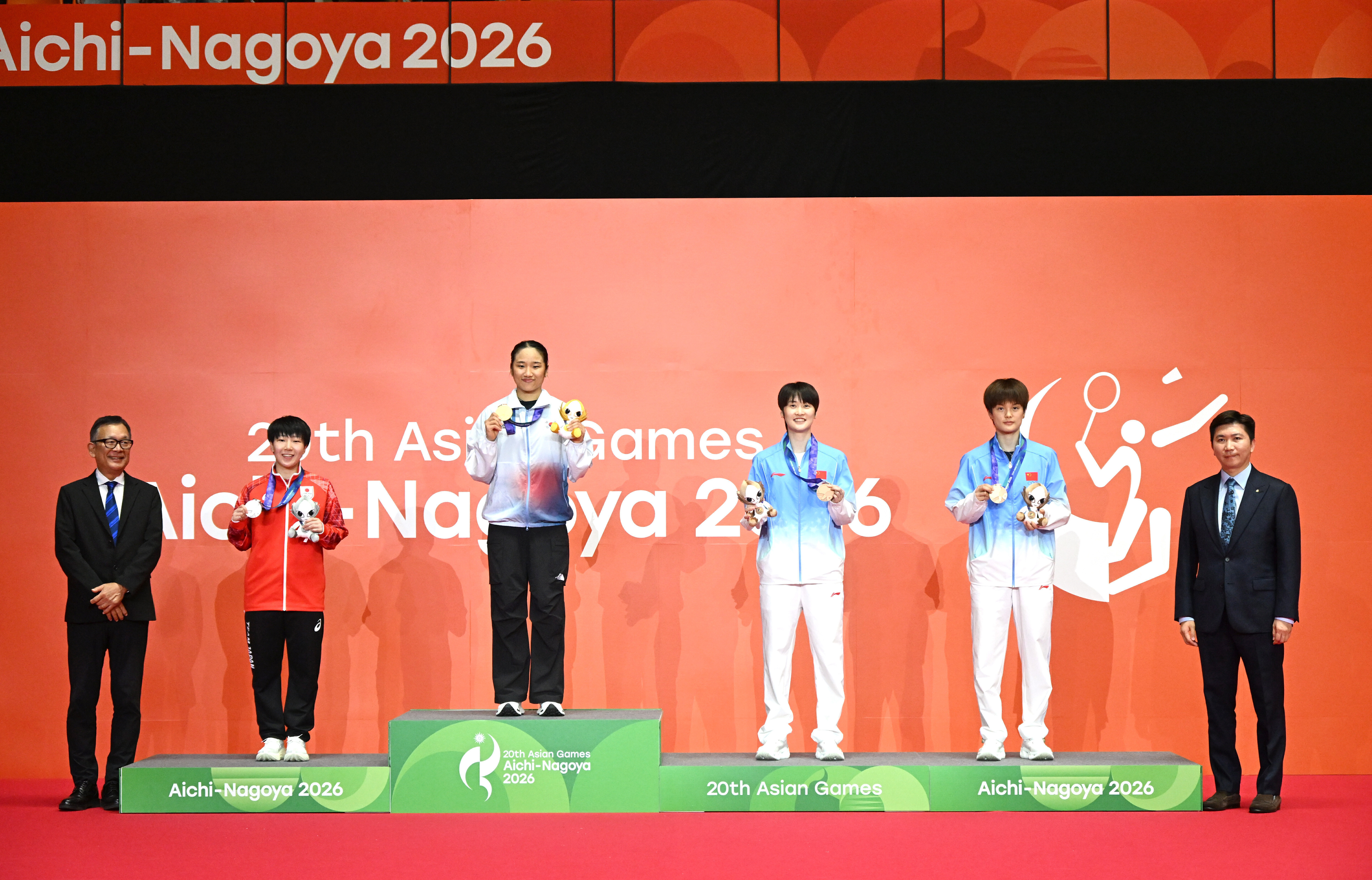 ▲ 2026 아이치-나고야 아시안게임 배드민턴 여자 단식에서도 시상대 가장 높은 곳은 안세영의 차지였다. 그 뒤로 야마구치와 왕즈이가 각각 은메달과 동메달을 따냈다. ⓒ대한체육회
